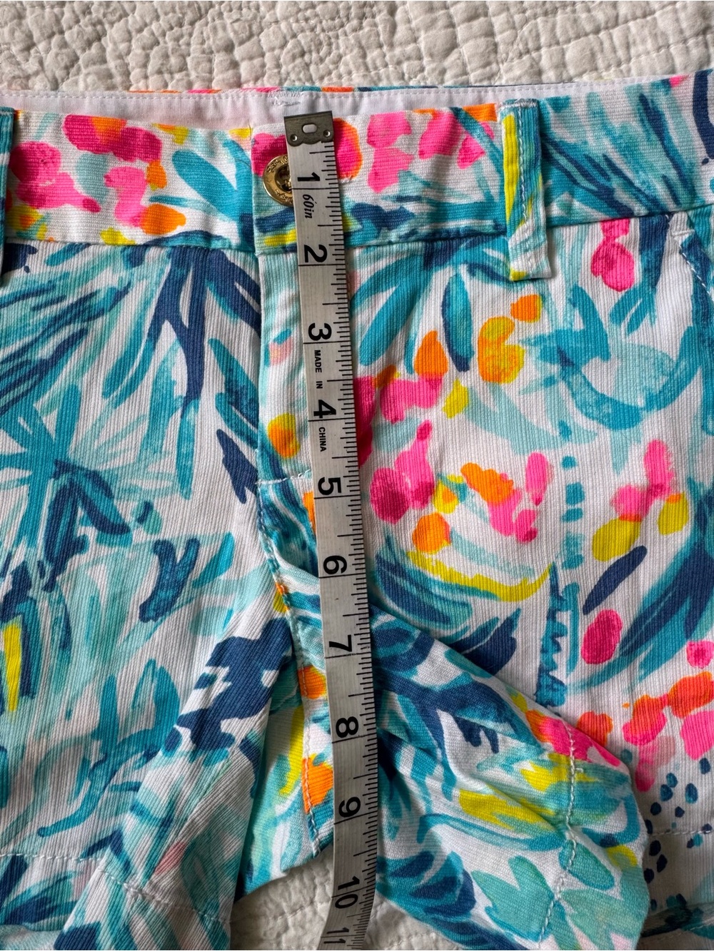 Lilly Pulitzer Vibrant Floral Printed Women’s Jean Shorts - Teal & Pink, Size 0 - Picture 8 of 8
